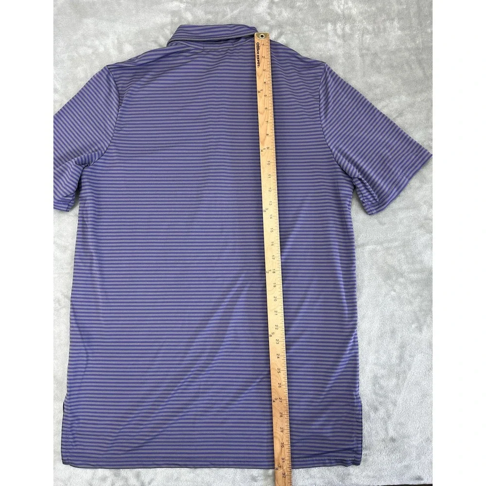 Ralph Lauren RLX Polo Men Medium Purple Striped 1/4 Button Performance Side Slit